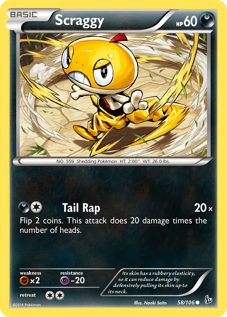 Scraggy — XY - Flashfire Pokémon TCG card by Naoki Saito