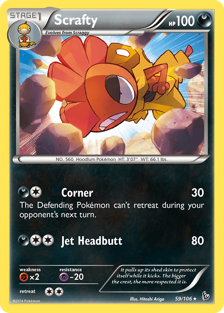 Scrafty — XY - Flashfire Pokémon TCG card by Hitoshi Ariga
