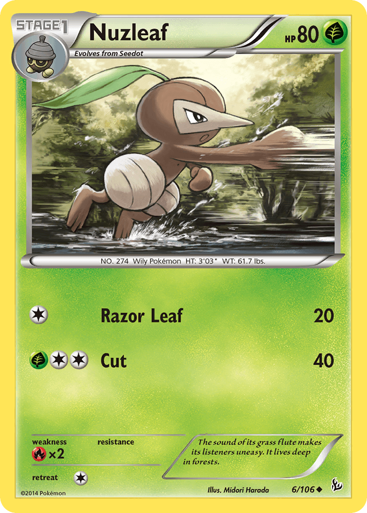 Nuzleaf — XY - Flashfire Pokémon TCG card by Midori Harada