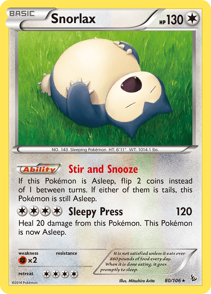 Snorlax — XY - Flashfire Pokémon TCG card by Mitsuhiro Arita