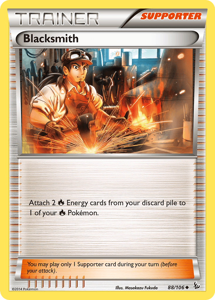 Blacksmith — XY - Flashfire Pokémon TCG card by Masakazu Fukuda