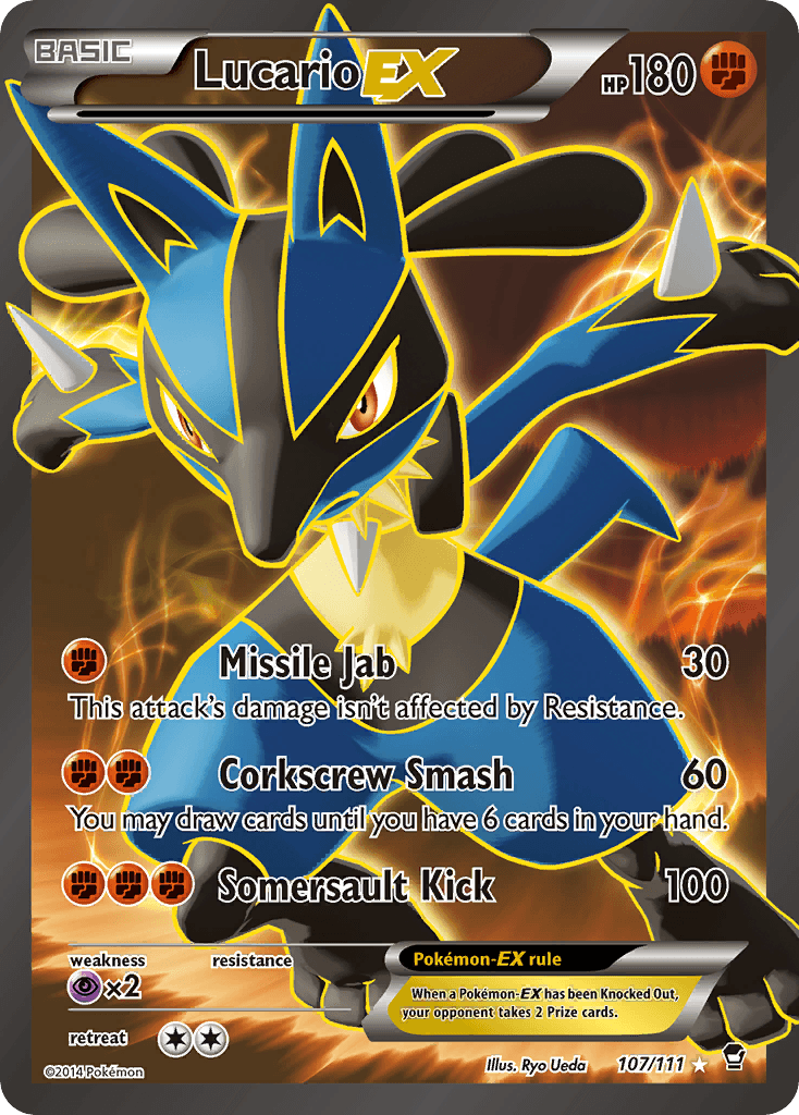 Lucario-EX — XY - Furious Fists Pokémon TCG card by Ryo Ueda