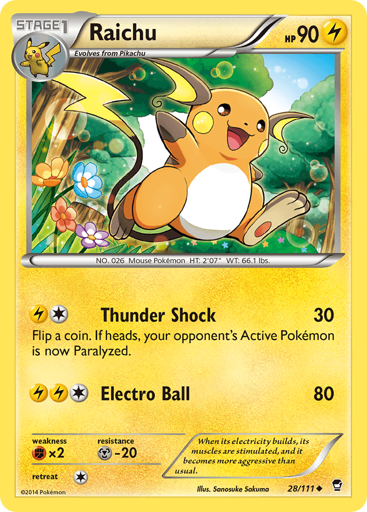 Raichu — XY - Furious Fists Pokémon TCG card by Sanosuke Sakuma