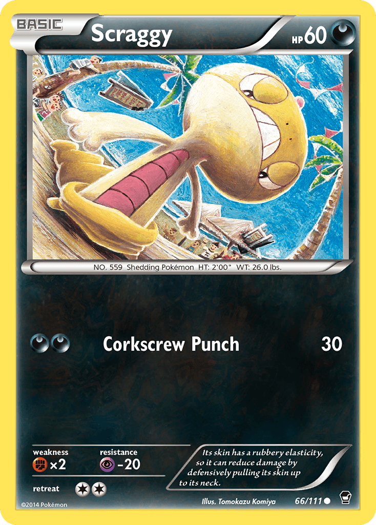 Scraggy — XY - Furious Fists Pokémon TCG card by Tomokazu Komiya
