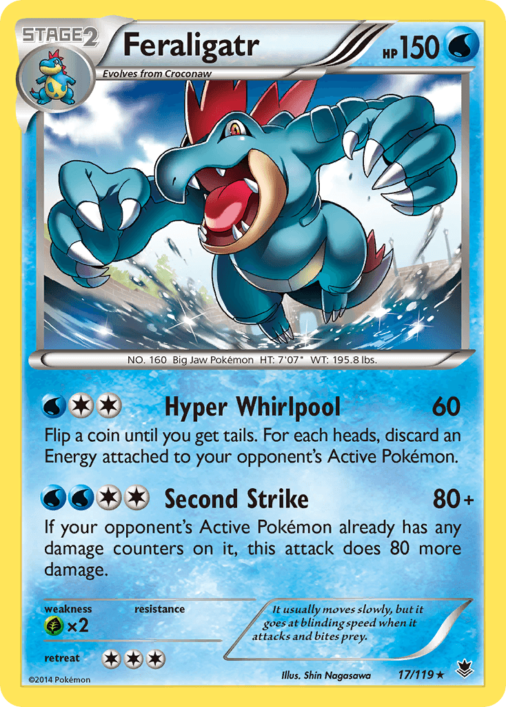 Feraligatr — XY - Phantom Forces Pokémon TCG card by Shin Nagasawa