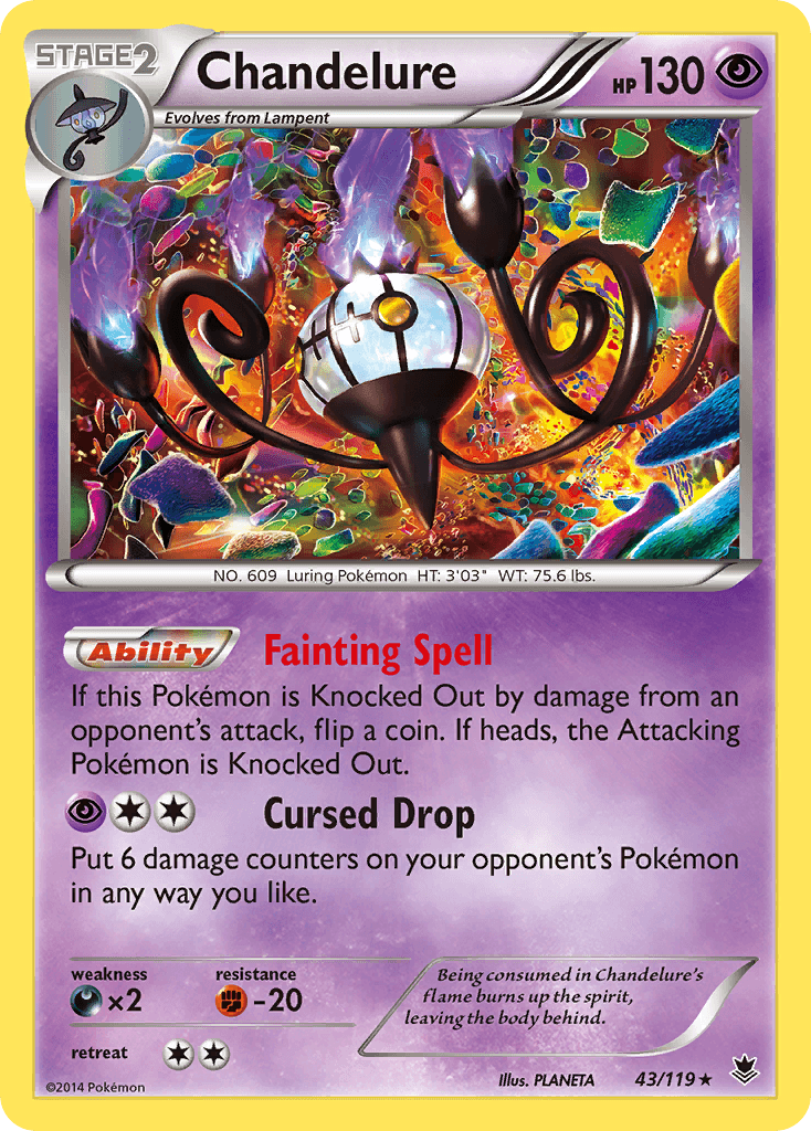 Chandelure — XY - Phantom Forces Pokémon TCG card by PLANETA