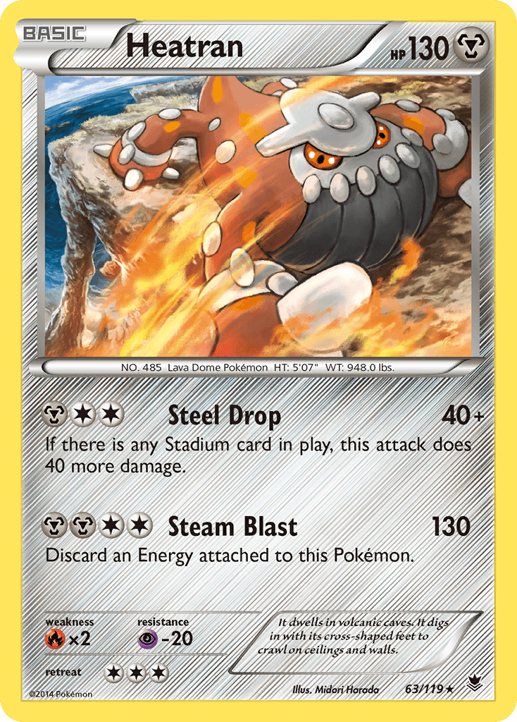 Heatran — XY - Phantom Forces Pokémon TCG card by Midori Harada
