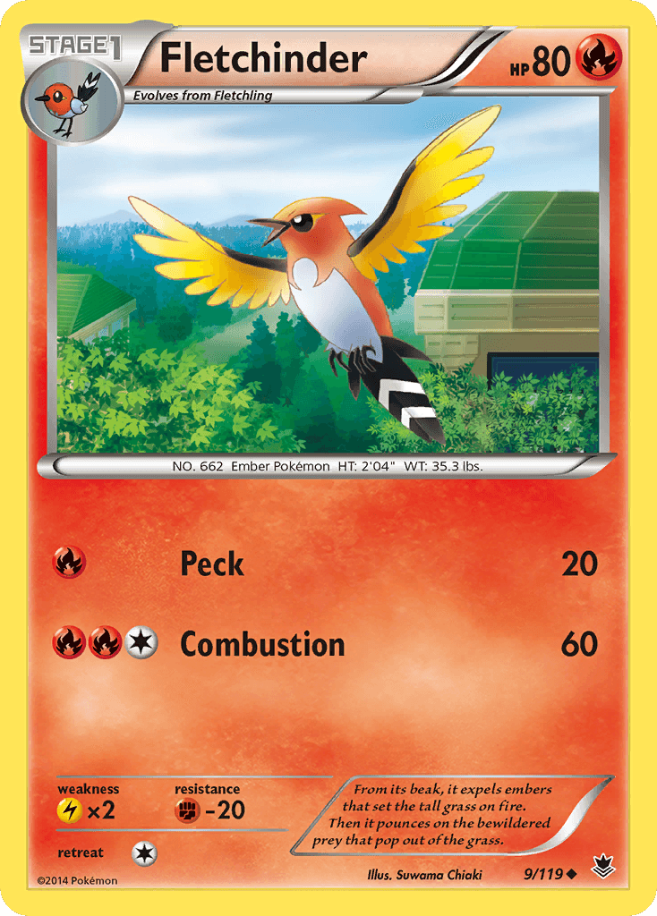 Fletchinder — XY - Phantom Forces Pokémon TCG card by Suwama Chiaki