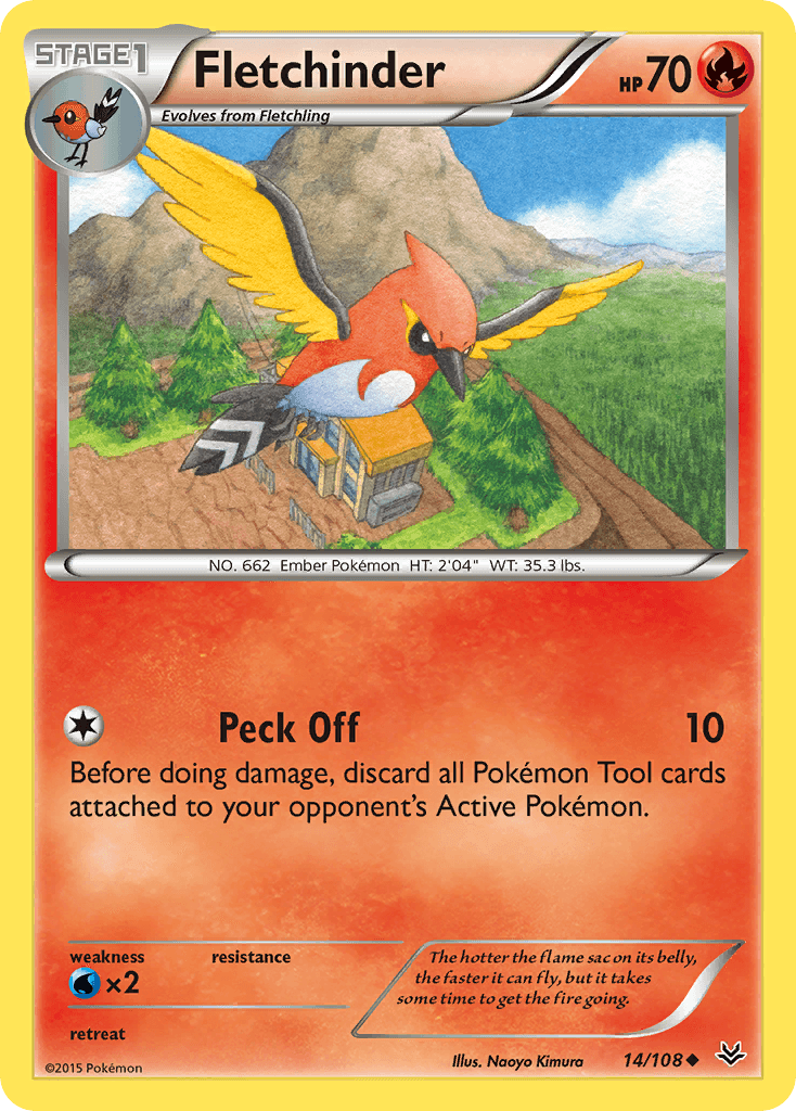 Fletchinder — XY - Roaring Skies Pokémon TCG card by Naoyo Kimura