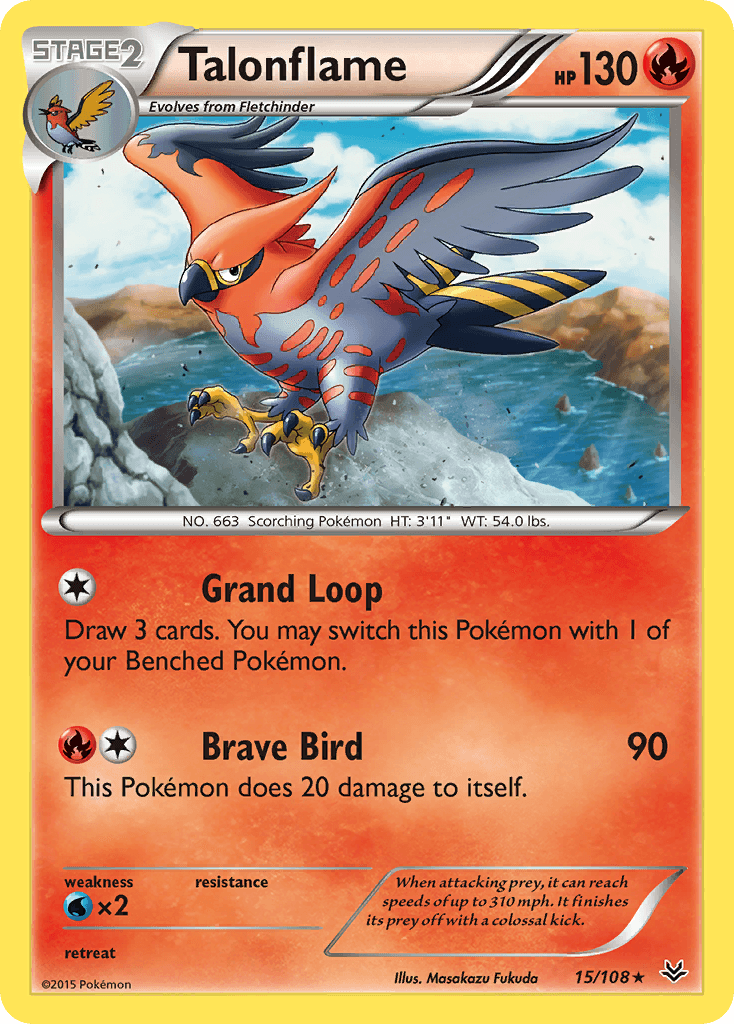 Talonflame — XY - Roaring Skies Pokémon TCG card by Masakazu Fukuda