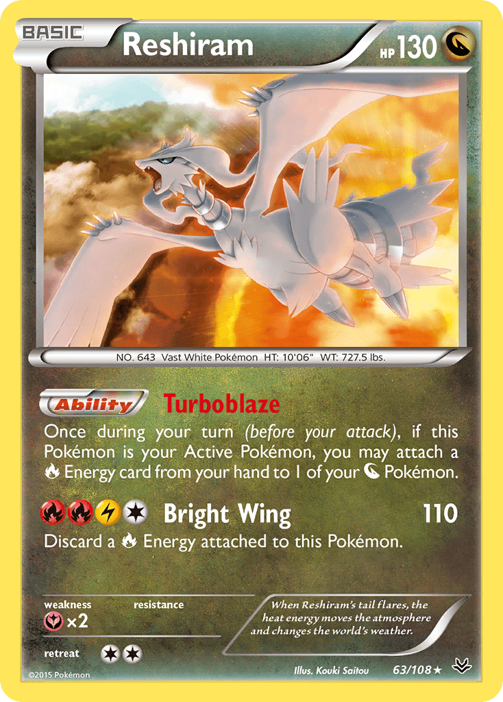 Reshiram — XY - Roaring Skies Pokémon TCG card by Kouki Saitou