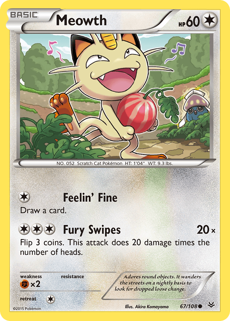 Meowth — XY - Roaring Skies Pokémon TCG card by Akira Komayama