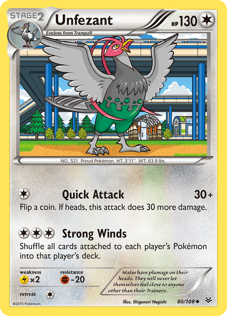 Unfezant (80) — XY - Roaring Skies Pokémon TCG card by Shigenori Negishi