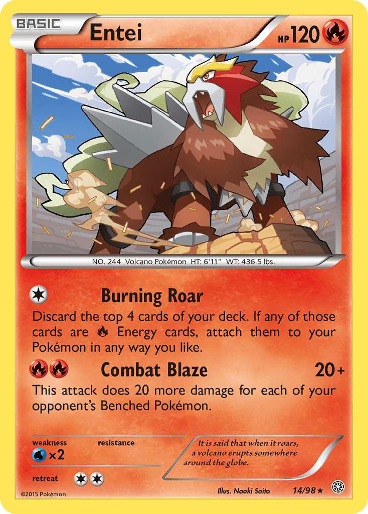 Entei (14) — XY - Ancient Origins Pokémon TCG card by Nooki Saito