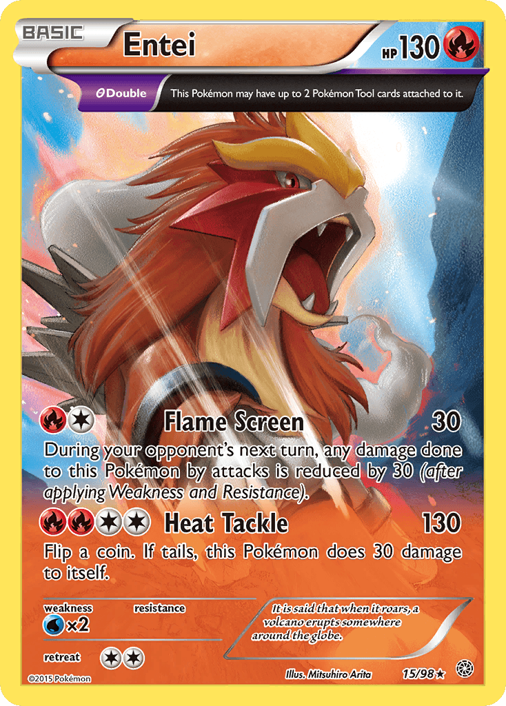 Entei (15) — XY - Ancient Origins Pokémon TCG card by Mitsuhiro Arita