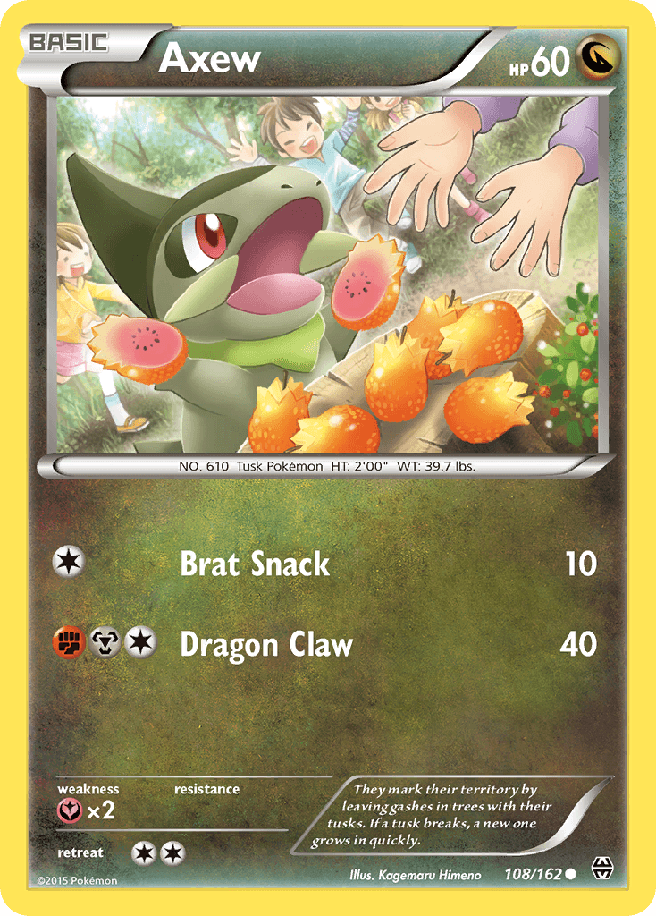 Axew (108) — XY - BREAKthrough Pokémon TCG card by Kagemaru Himeno
