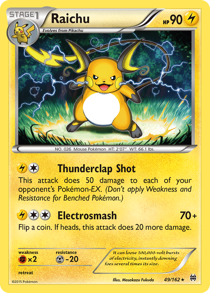 Raichu — XY - BREAKthrough Pokémon TCG card by Masakazu Fukuda