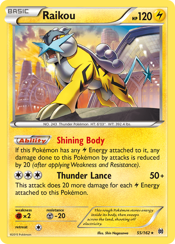 Raikou — XY - BREAKthrough Pokémon TCG card by Shin Nagasawa