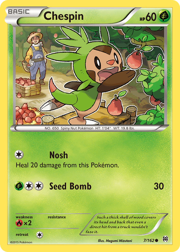 Chespin (7) — XY - BREAKthrough Pokémon TCG card by Ken Sugimori