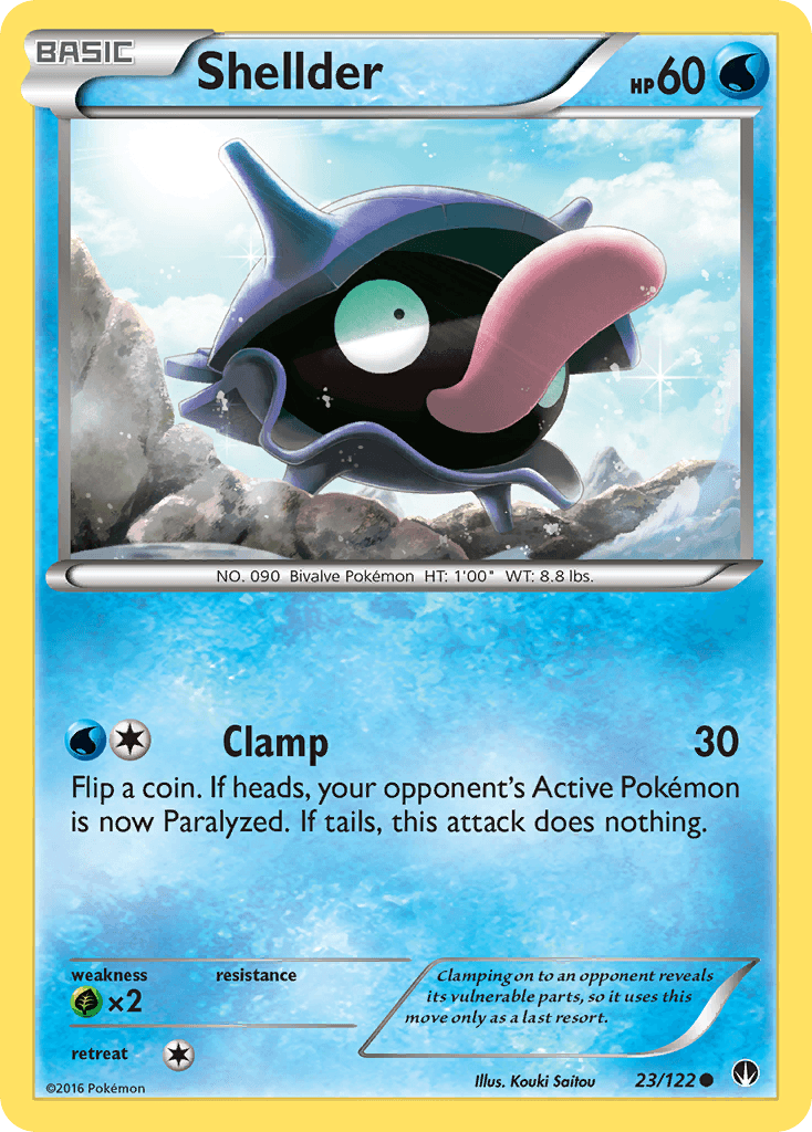 Shellder (23) — XY - BREAKpoint Pokémon TCG card by Kouki Saitou