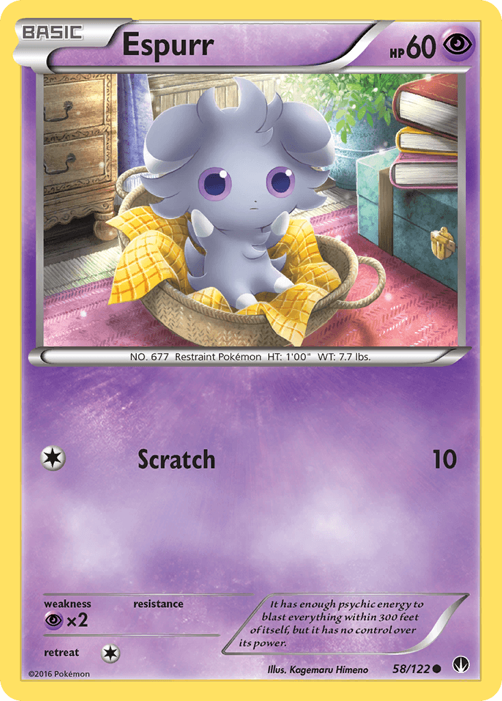 Espurr — XY - BREAKpoint Pokémon TCG card by Kagemaru Himeno
