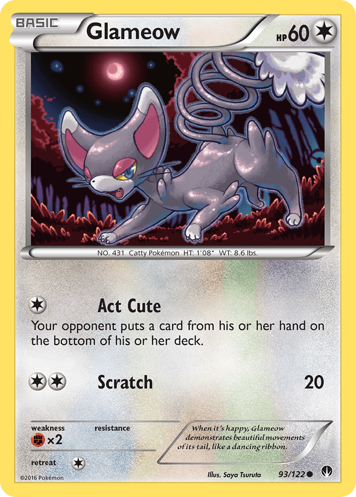 Glameow — XY - BREAKpoint Pokémon TCG card by Saya Tsuruta