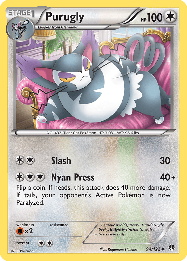 Purugly — XY - BREAKpoint Pokémon TCG card by Kagemaru Himeno