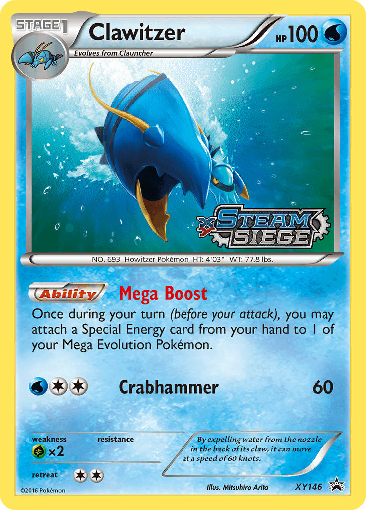 Clawitzer (XY Steam Siege Prerelease) — XY Promos Pokémon TCG card by Mitsuhiro Arita