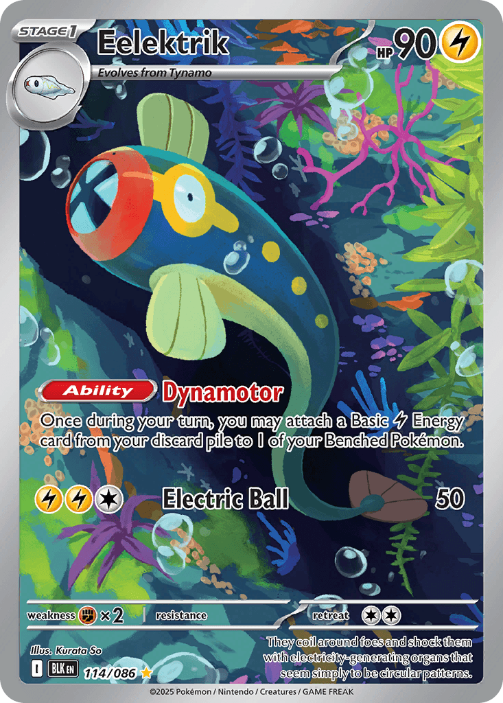 Eelektrik - 114/086 — SV: Black Bolt Pokémon TCG card by Kurata So