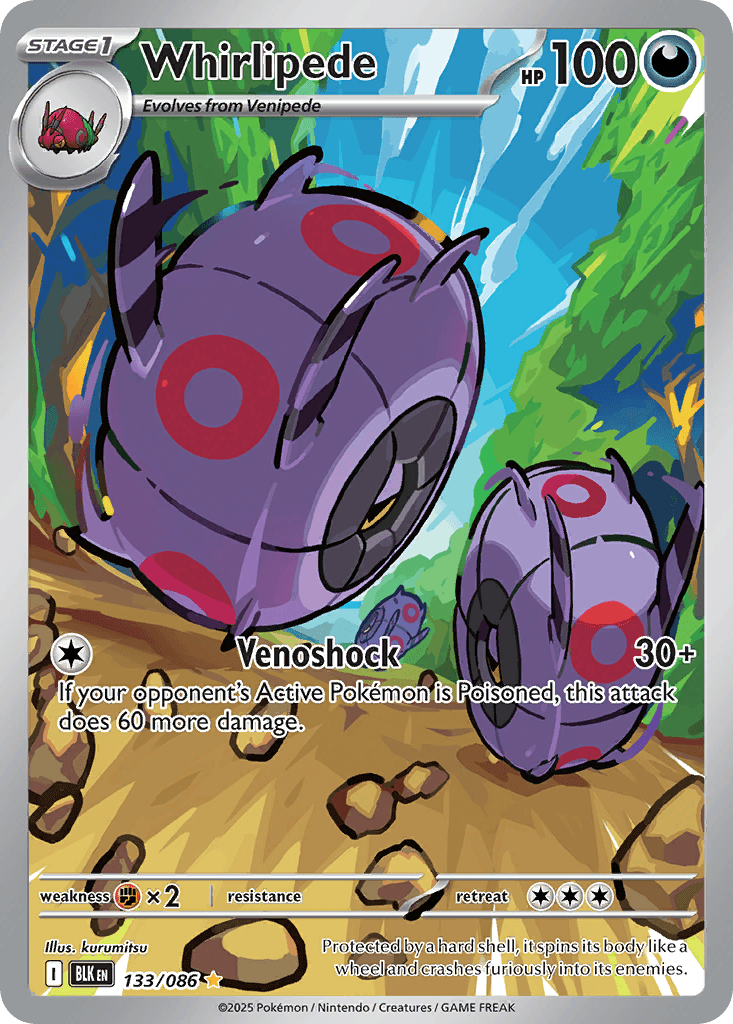 Whirlipede - 133/086 — SV: Black Bolt Pokémon TCG card by kurumitsu
