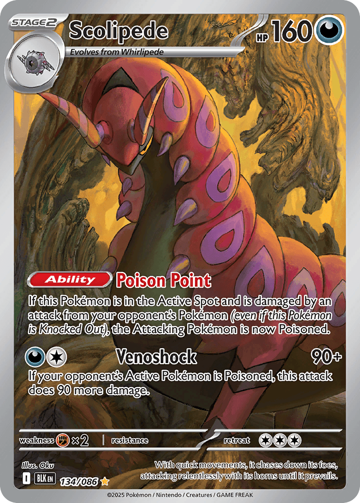 Scolipede - 134/086 — SV: Black Bolt Pokémon TCG card by Oku