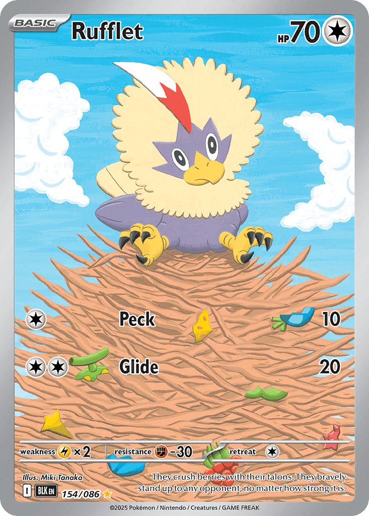 Rufflet - 154/086 — SV: Black Bolt Pokémon TCG card by Miki Tanaka