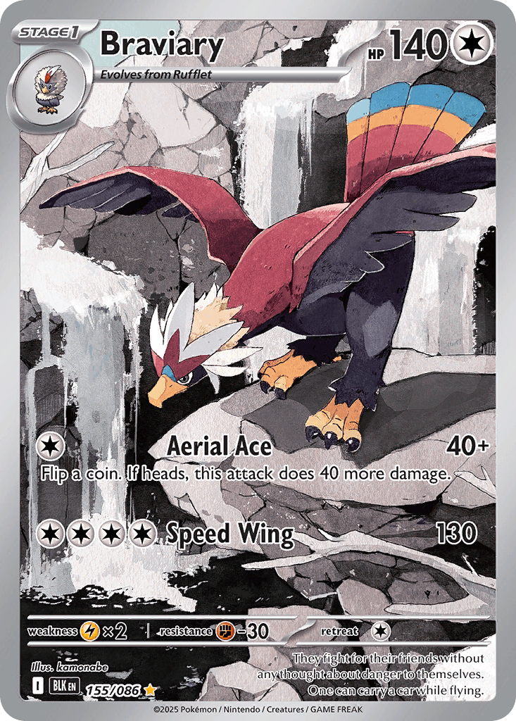 Braviary - 155/086 — SV: Black Bolt Pokémon TCG card by inicomade