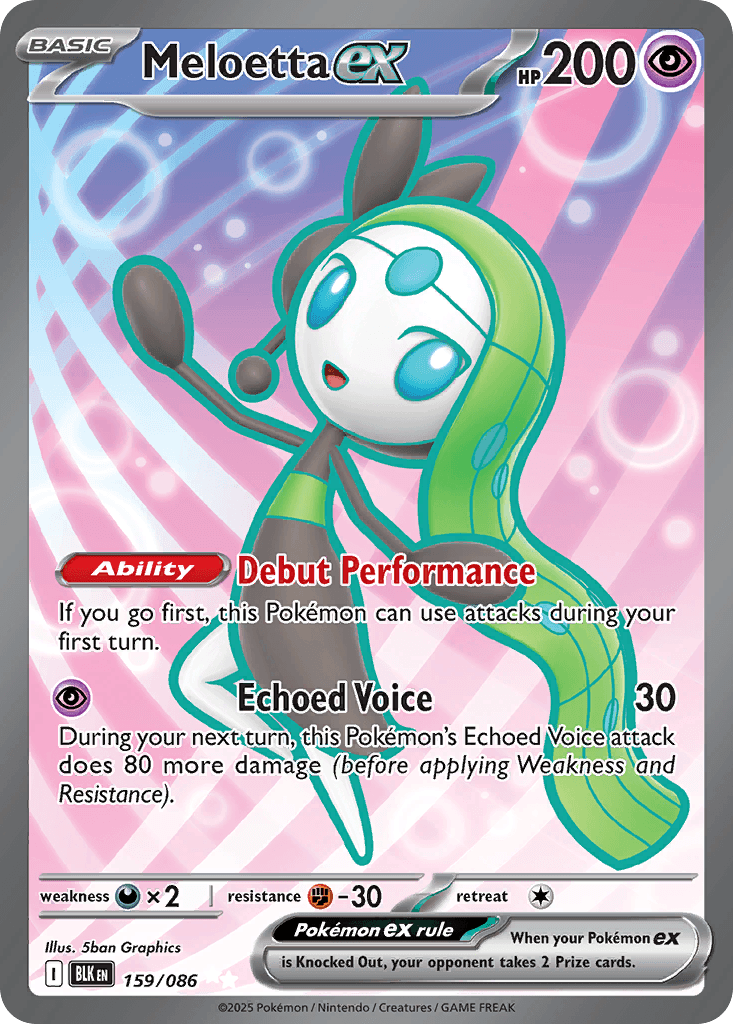 Meloetta ex - 159/086 — SV: Black Bolt Pokémon TCG card by 5ban Graphics