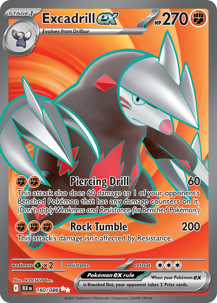 Excadrill ex - 160/086 — SV: Black Bolt Pokémon TCG card by N-DESIGN Inc.
