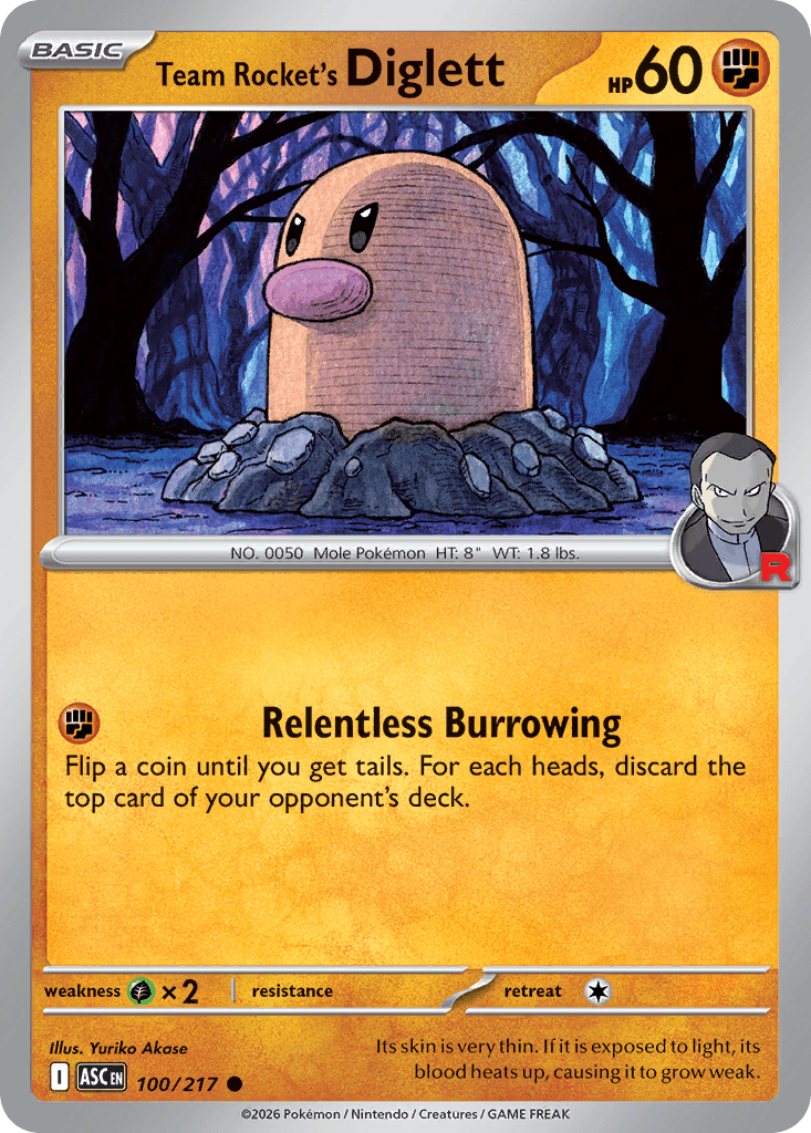 Team Rocket's Diglett (Energy Symbol Pattern) — ME: Ascended Heroes Pokémon TCG card by Yuriko Akase