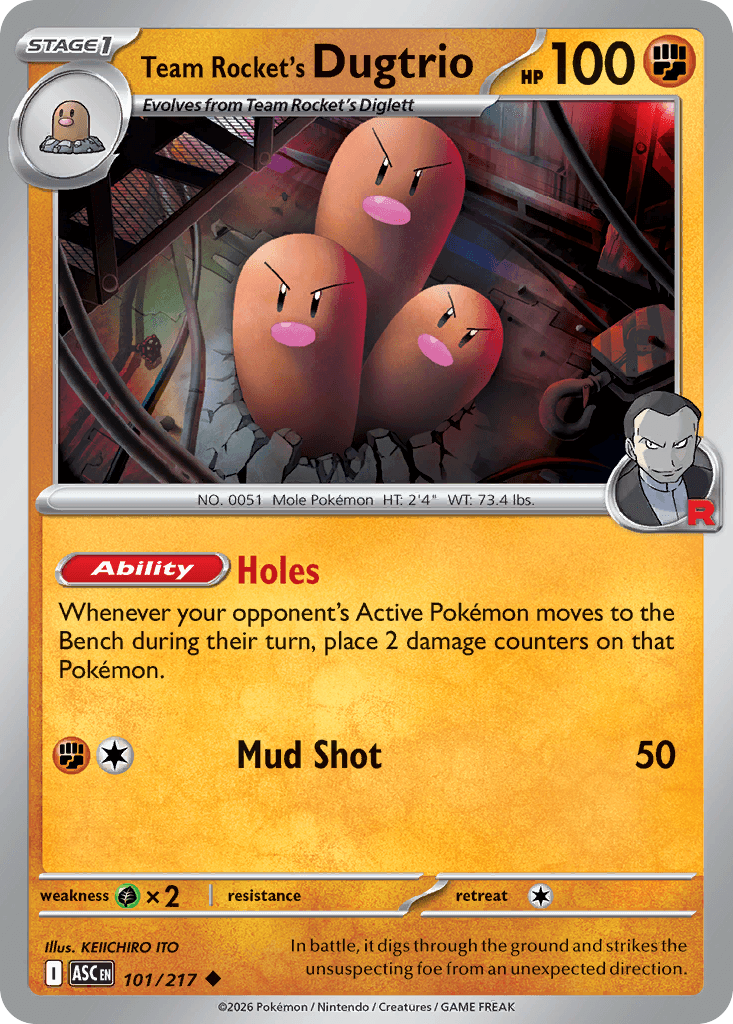 Team Rocket's Dugtrio - 101/217 — ME: Ascended Heroes Pokémon TCG card by KEIICHIRO ITO