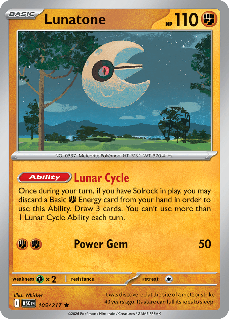 Lunatone (Energy Symbol Pattern) — ME: Ascended Heroes Pokémon TCG card by Whisker