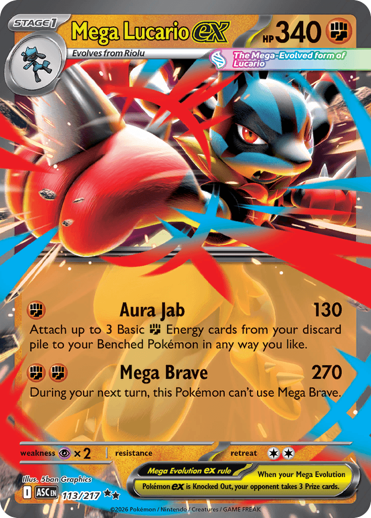 Mega Lucario ex — ME: Ascended Heroes Pokémon TCG card by 5ban Graphics