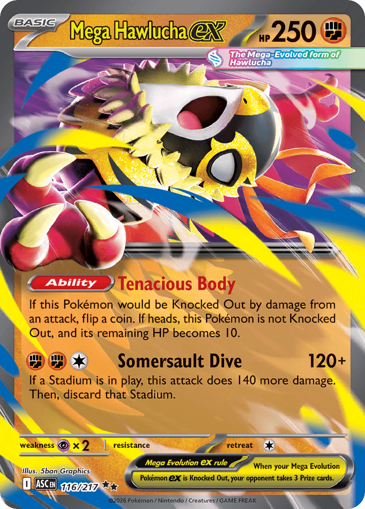 Mega Hawlucha ex - 116/217 — ME: Ascended Heroes Pokémon TCG card by 5ban Graphics