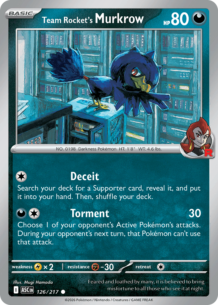 Team Rocket's Murkrow (Team Rocket) — ME: Ascended Heroes Pokémon TCG card by Mugi Hamada