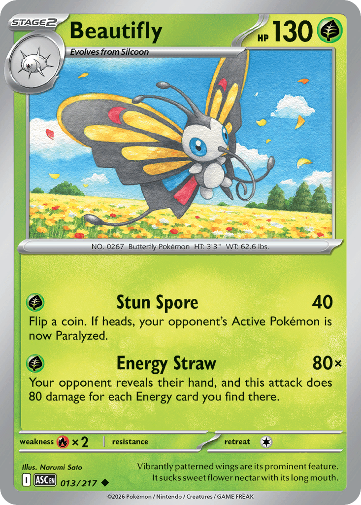 Beautifly - 013/217 — ME: Ascended Heroes Pokémon TCG card by Narumi Sato