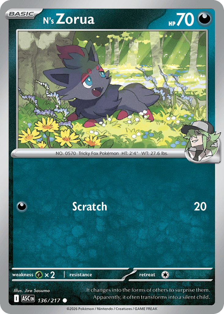 N's Zorua (Poke Ball) — ME: Ascended Heroes Pokémon TCG card by Jiro Sasumo