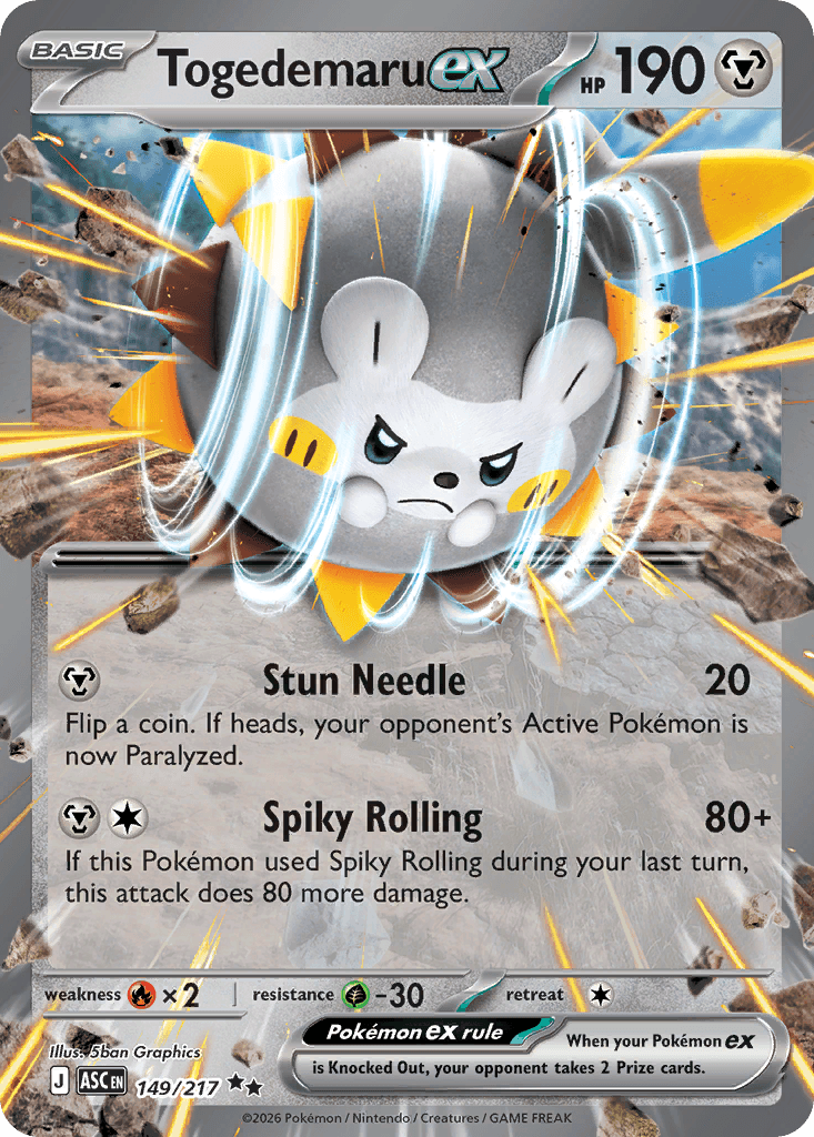 Togedemaru ex — ME: Ascended Heroes Pokémon TCG card by 5ban Graphics