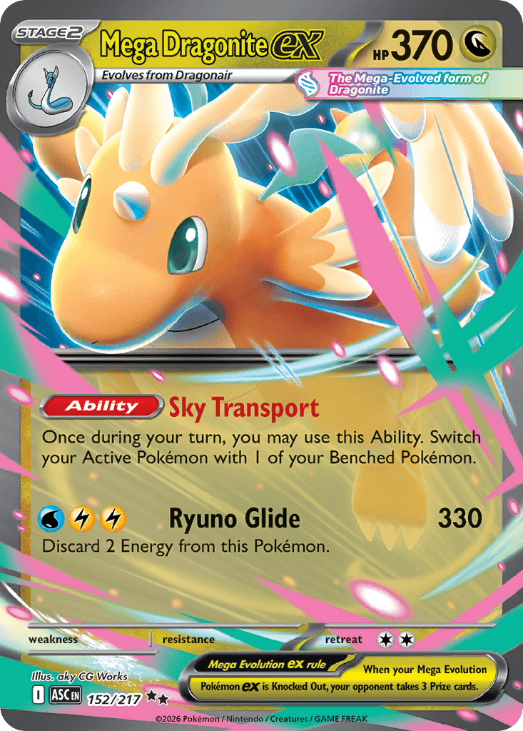 Mega Dragonite ex - 152/217 — ME: Ascended Heroes Pokémon TCG card by aky CG Works