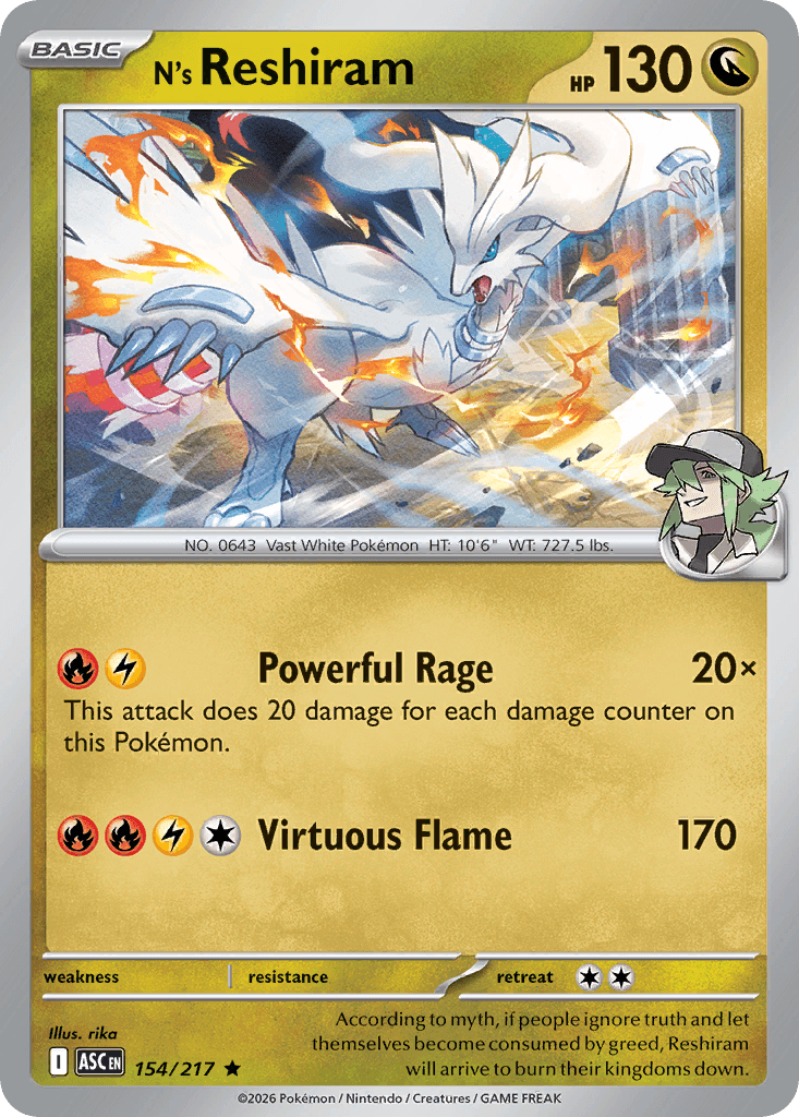 N's Reshiram (Energy Symbol Pattern) — ME: Ascended Heroes Pokémon TCG card by rika