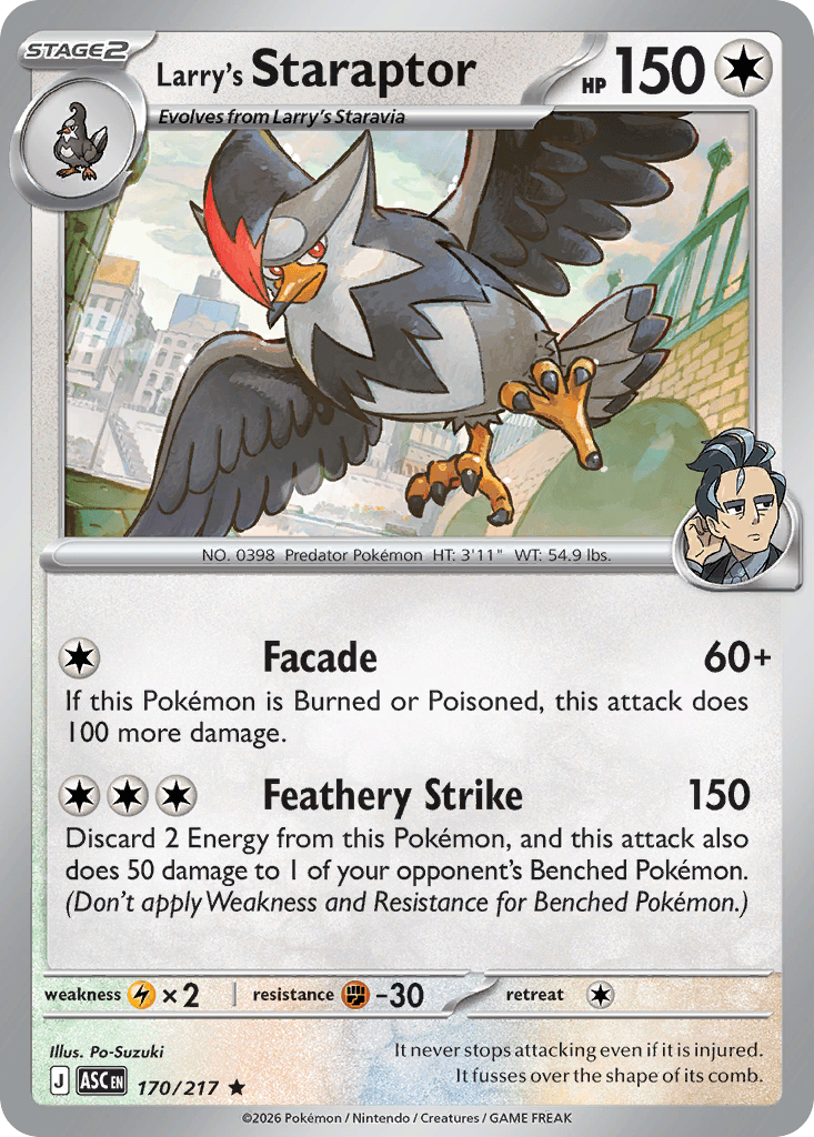 Larry's Staraptor - 170/217 — ME: Ascended Heroes Pokémon TCG card by Po-Suzuki