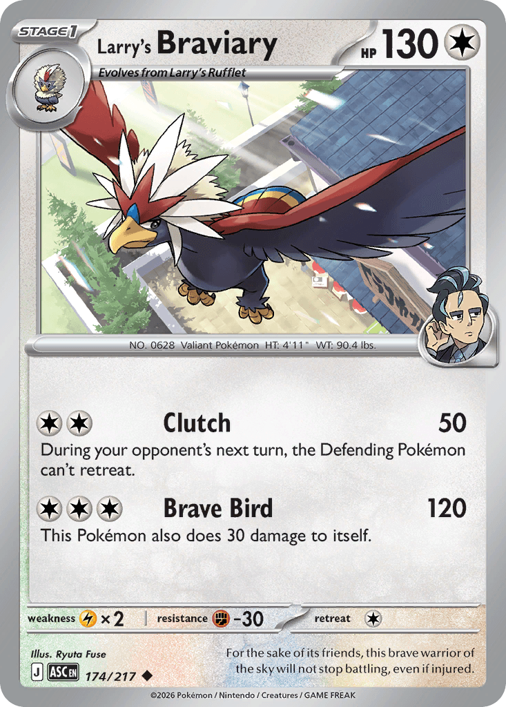 Larry's Braviary (Energy Symbol Pattern) — ME: Ascended Heroes Pokémon TCG card by Ryuta Fuse