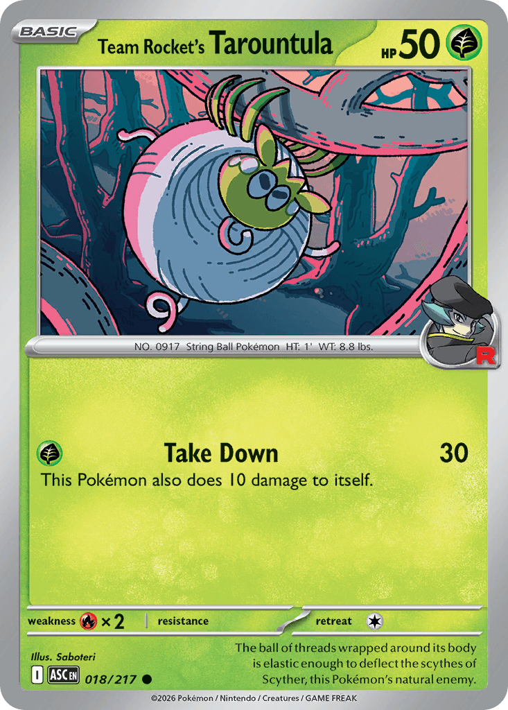 Team Rocket's Tarountula (Team Rocket) — ME: Ascended Heroes Pokémon TCG card by Saboteri