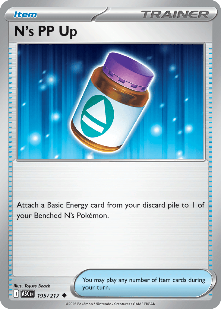 N's PP Up - 195/217 — ME: Ascended Heroes Pokémon TCG card by Toyste Beach